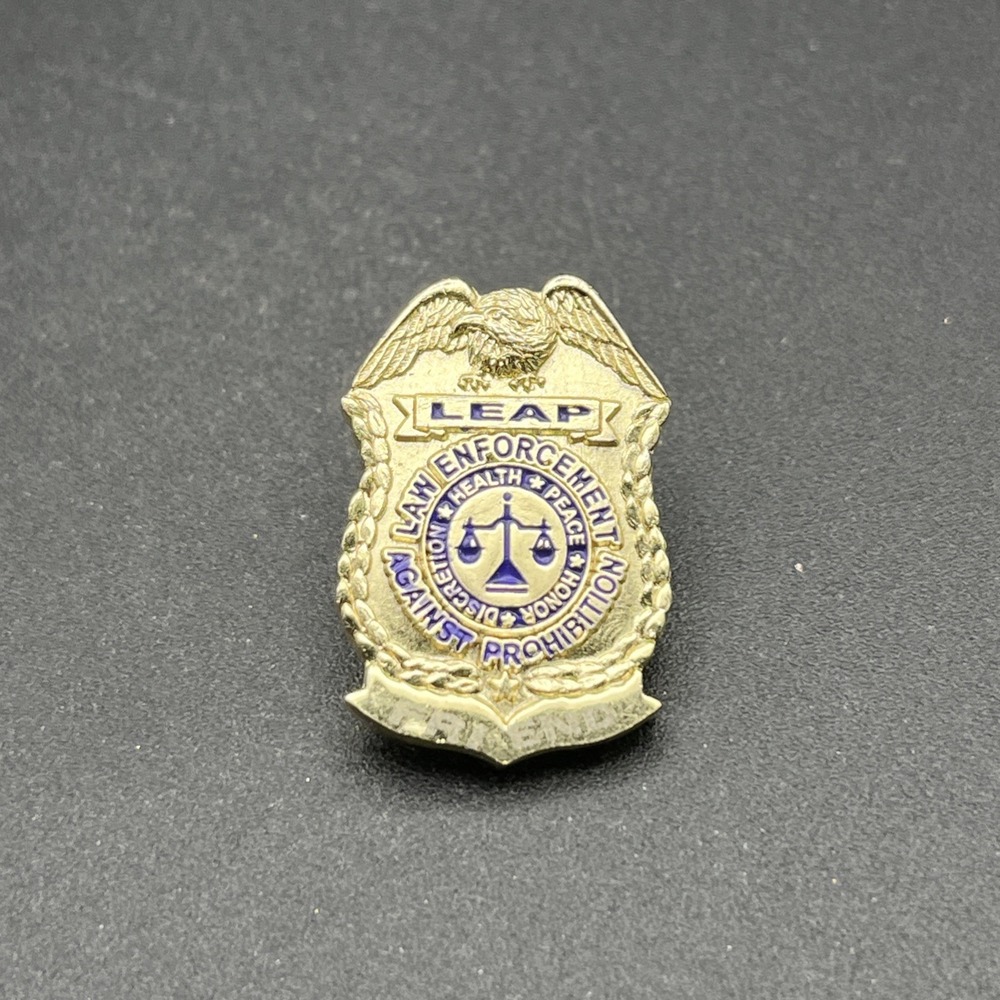 LEAP Law Enforcement Against Prohibition Friend Gold Tone Lapel Hat Pin